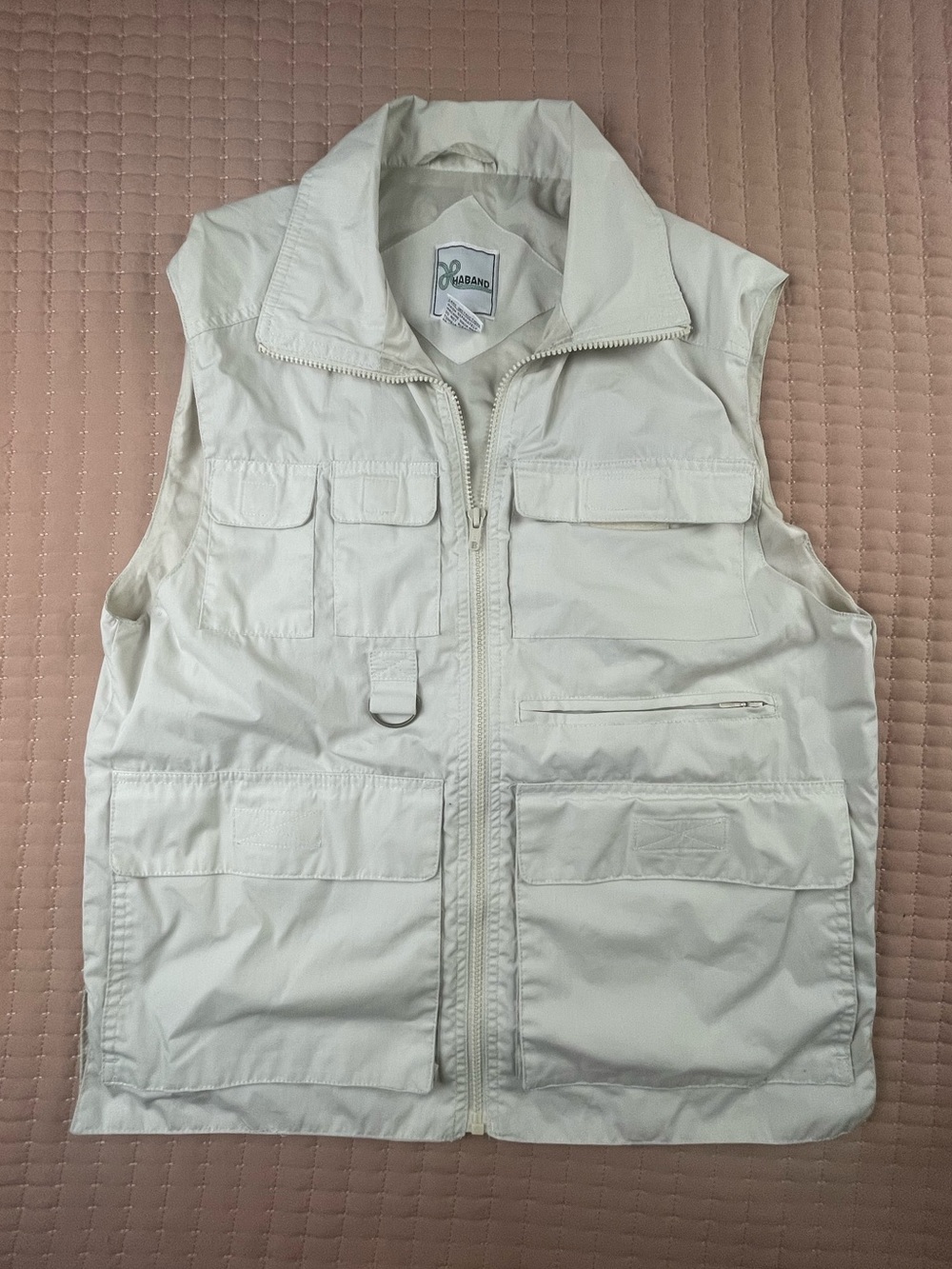 Haband Men’s Cream Multi-Pocket Utility Hunting Fishing Hiking Vest Medium